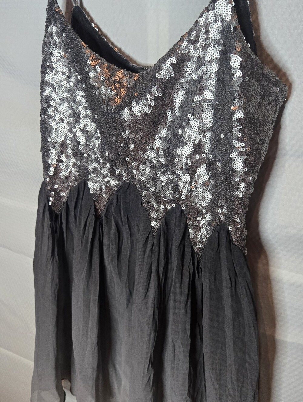 Silver Sequin Sheer Ombre Delicate Tank Top